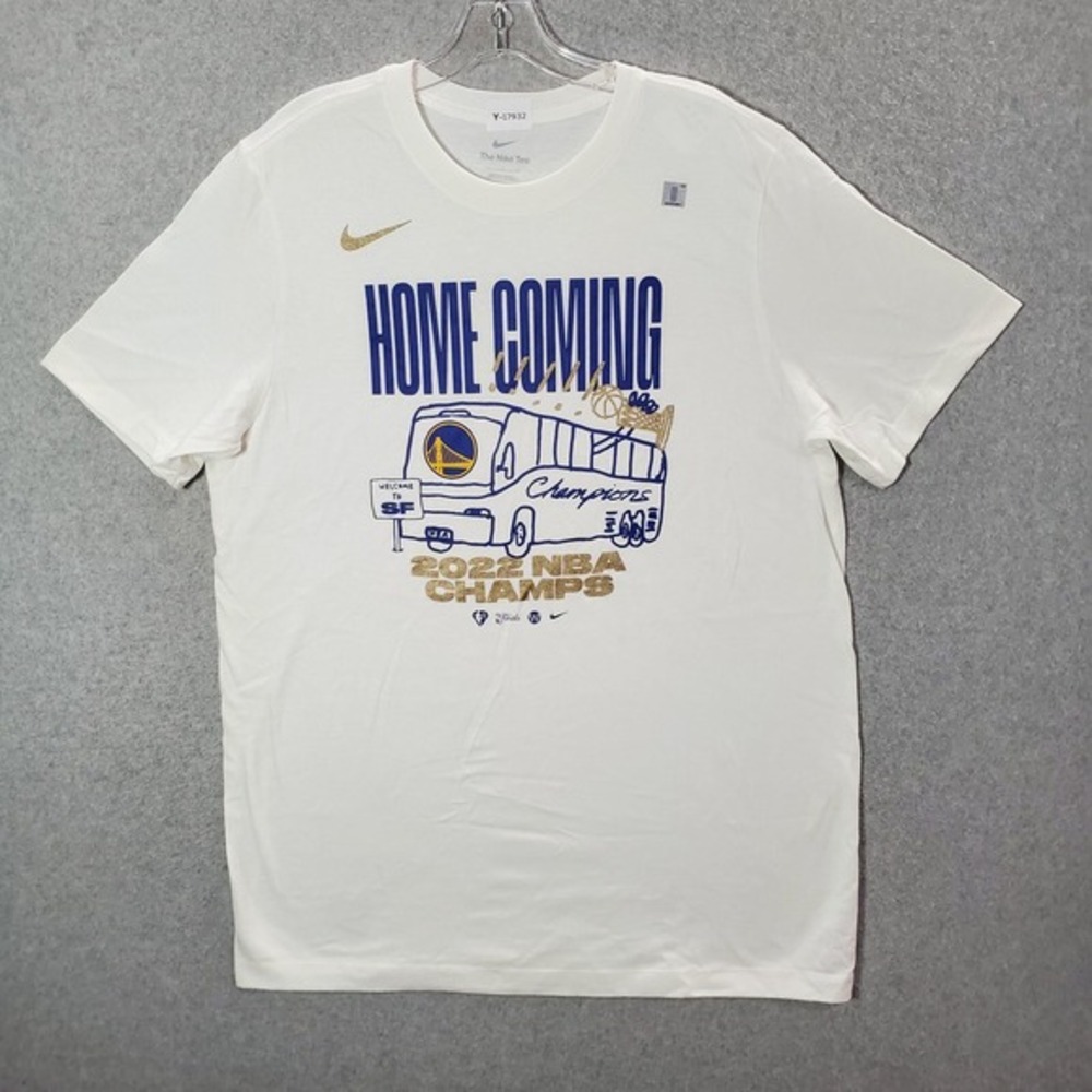 Golden State Warriors Men Shirt Large White 2022‎ NBA Champs Homecoming Nike Tee